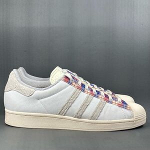 ADIDAS SUPERSTAR ‘PLAID’ WONDER WHITE Sneaker shoes mens size 11.5